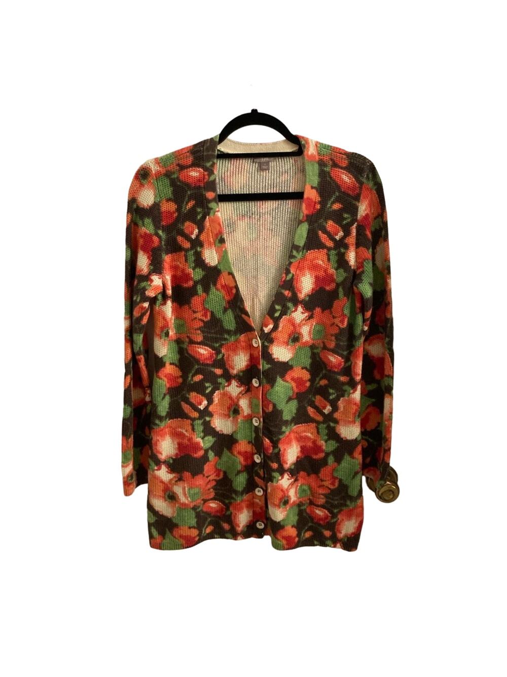 J. Jill Long-Line Cardigan in Floral Print - Size S